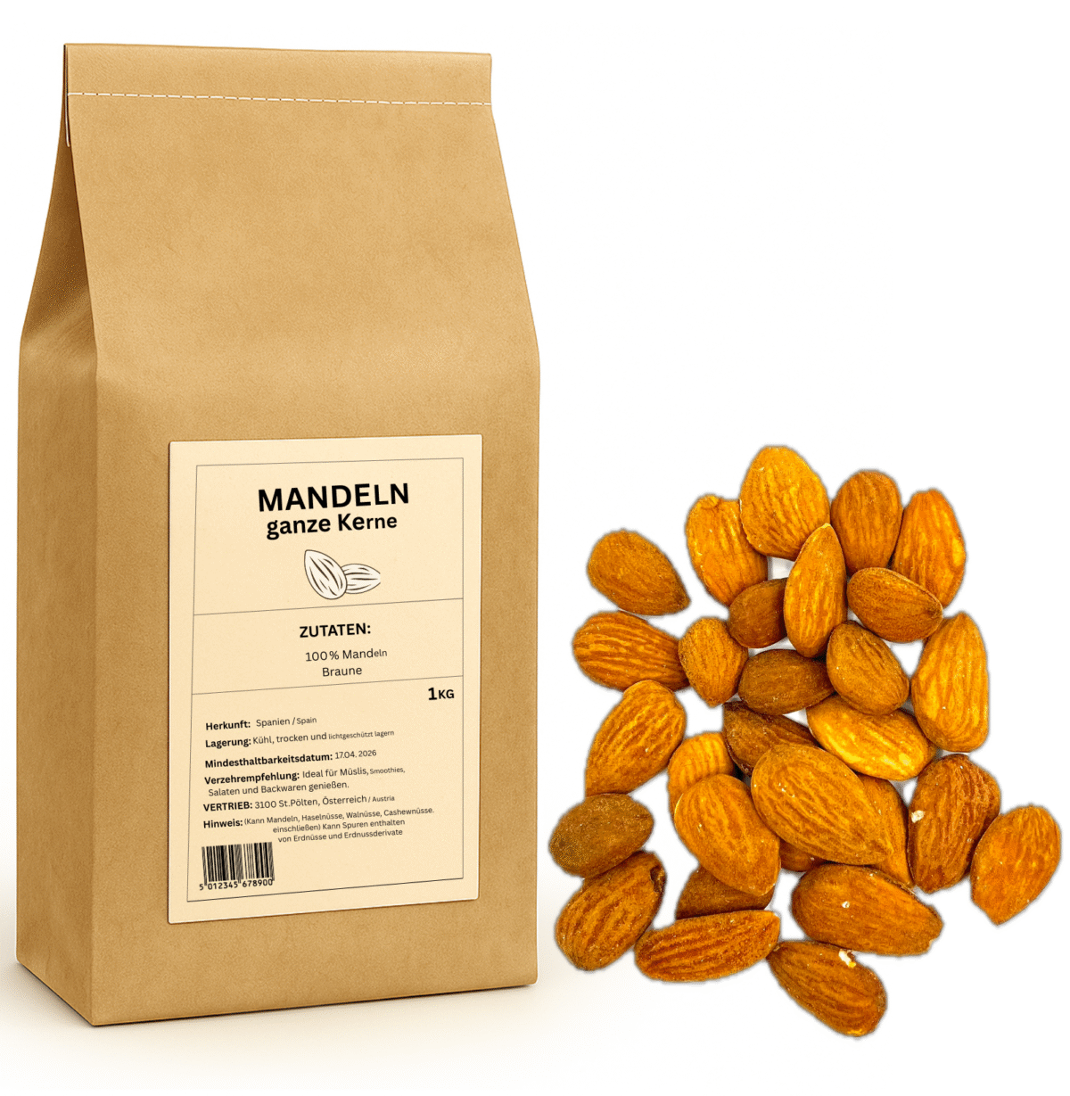 Mandeln – Premium Qualität, Natürlich & Ungesalzen 1 kg