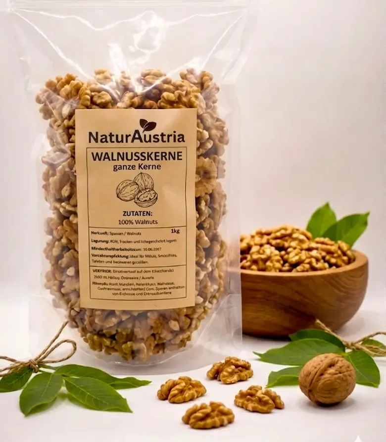 Halbhelle Walnusskerne 1kg naturbelassen und ungesalzen von NaturAustria