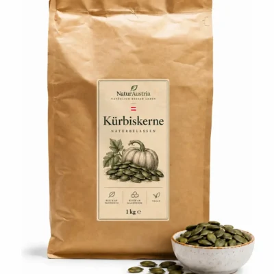 Naturbelassene Kürbiskerne aus der Steiermark im 1-kg-Beutel von NaturAustria